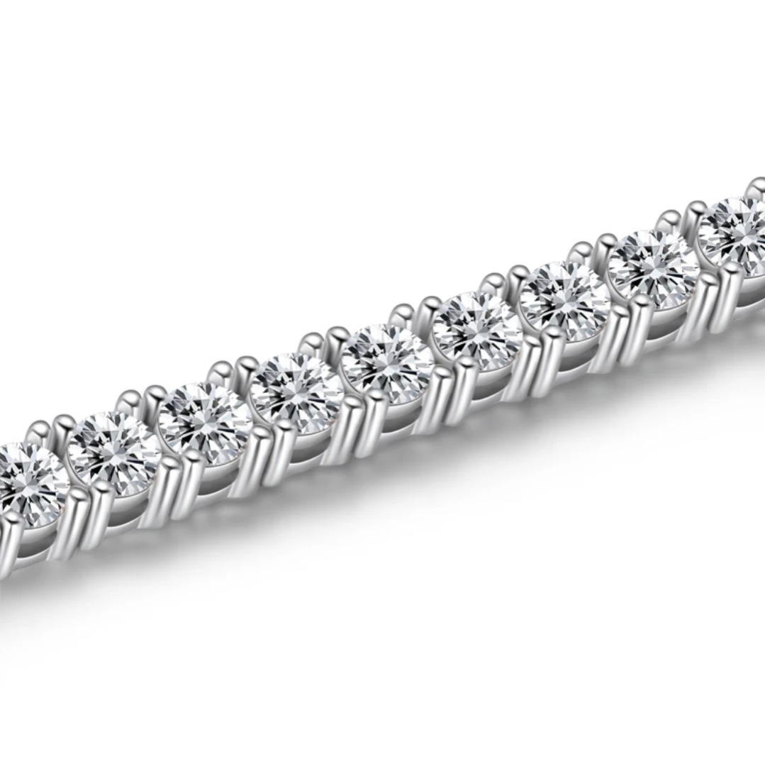 Dazzling Radiance: 14k Gold-Plated 925 Sterling Silver 5mm 0.5ct D Color VSS1 Moissanite Diamond Cluster Tennis Bracelet